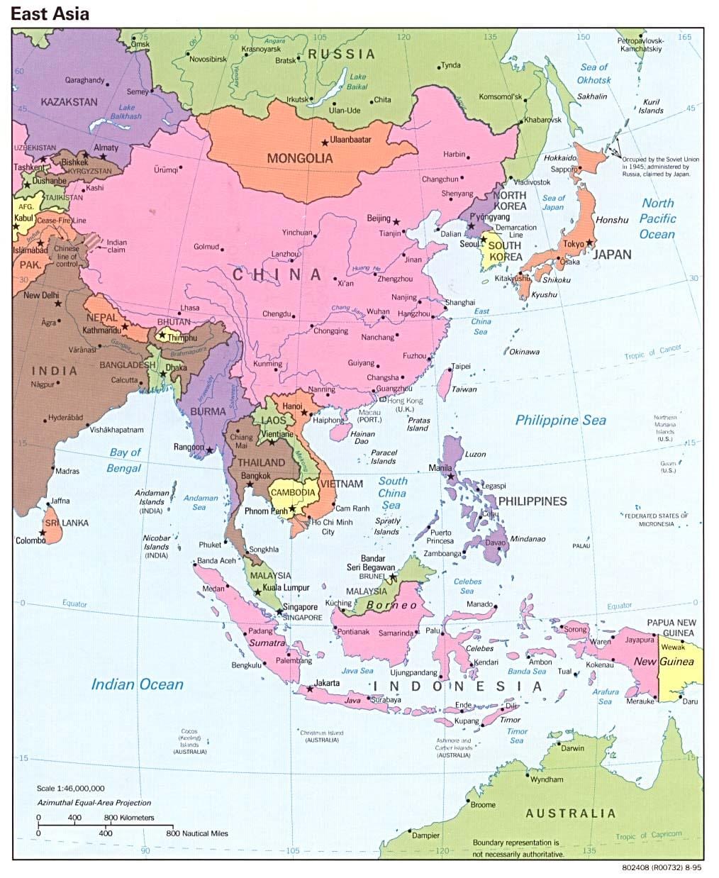 지도의 중국 동부팅