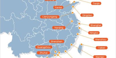 지도의 중국 항구