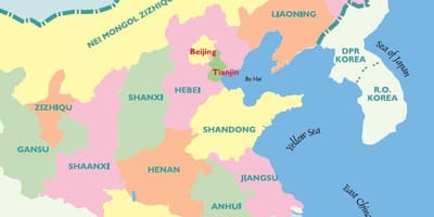 지도의 동쪽으로 중국